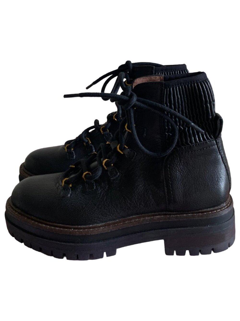 NWT LOUISE ET CIE Women's Black Sheena Lace Up Combat Leather Boots Sz 5.5 - Picture 10 of 11